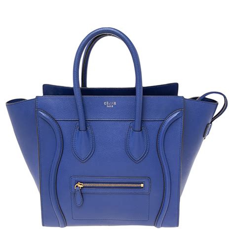 celine blue leather tote